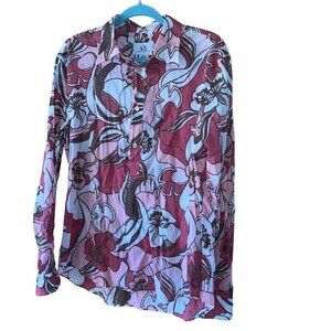 Armani Exchange Vintage Mens Shirt Size Large Multicolor Floral Pure Cotton